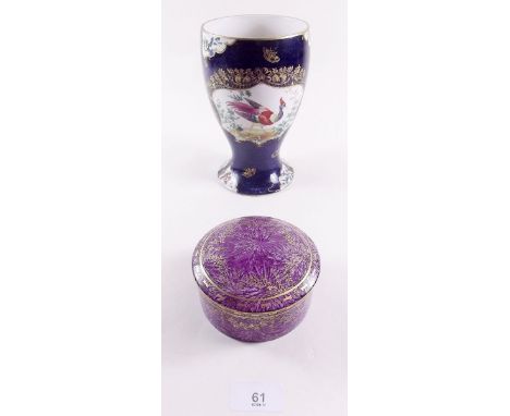 A Booths vase in Worcester style and a Worcester trinket box 