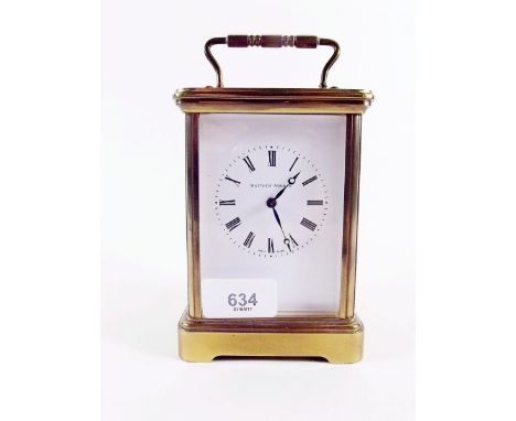 A large brass carriage clock by Matthew Norman , 14cm high