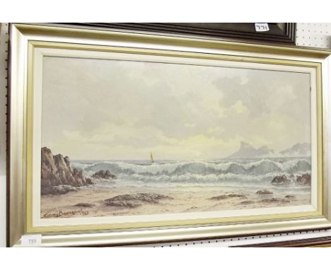 Jimmy Boomzaier -  South African - oil on canvas seascape 34 x 64cm