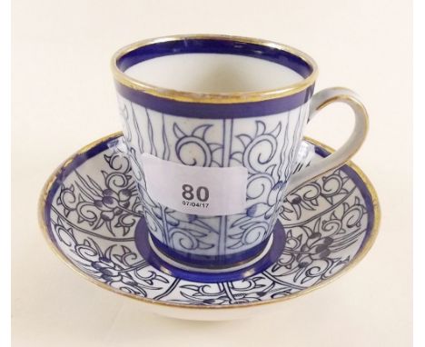 A Worcester tea cup and saucer decorated in the Royal Lily pattern