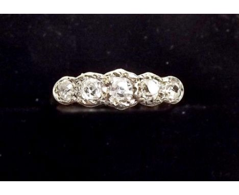 An 18ct gold fine stone old cut diamond ring - size N