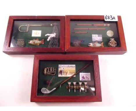 Three small sporting memorabilia style pictures - 11 x 16cm