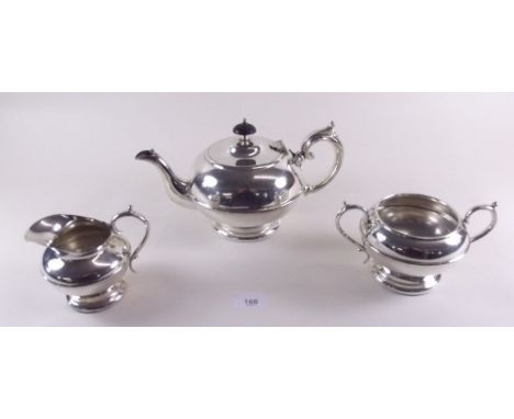 A silver plated three piece tea service 