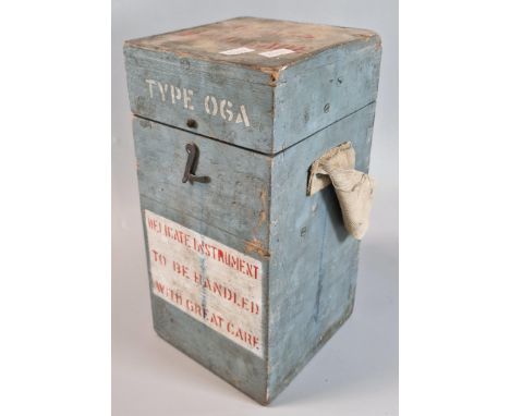 WWII period Air Ministry (RAF) hand held bearing compass in original painted and printed box with webbing strap. Type 06A ref