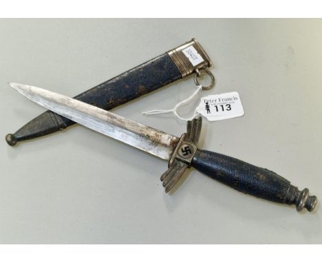 German WWII period Third Reich early design DLV/NSFK Flyer's/Glider Pilot's knife. Double edged tapering blade marked 'Gebr H