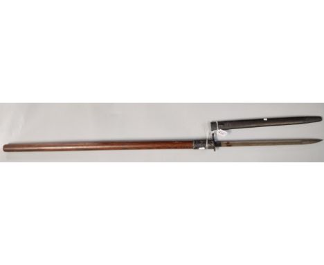WWI period Home Guard Trench Pike made from a Remington bayonet dated 1917, with scabbard.  (B.P. 21% + VAT)
