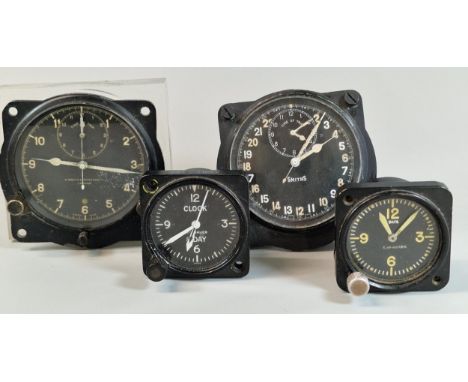Group of aircraft clocks, to include: 'Smiths', 'R Smith &amp; Sons', 'Wittnauer' and 'S. No. 40486'. Various sizes. 6cm squa