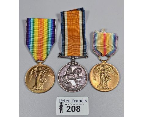 Group of three assorted British WWI Medals including: Victory Medal to 129405 Pte T A Allen RAMC, 1914-18 British War Medal a