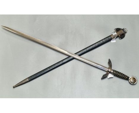German Third Reich Luftwaffe early first Pattern Officer's dress sword, having fullered double edged blade marked 'Eickhorn, 