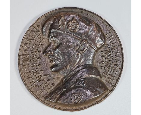 Bronzed metal relief portrait of Field Marshal Bernard Law Montgomery, First Viscount Montgomery of Alamein (1887 - 1976), af