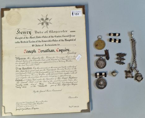 Framed certificate being a Grant of the Dignity of a Serving Brother of the Venerable Order of Hospitaliers of St John of Jer