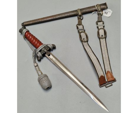 German WWII period Third Reich Heer/Army Officer's dagger, the blade marked 'Alcoso, Solingen' and having moulded red handle,