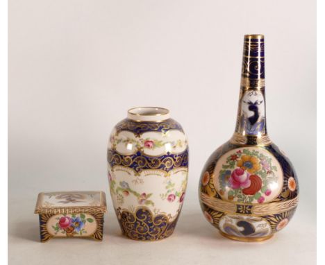 Three Carltonware Wiltshaw &amp; Robinson Imari items painted in the manner of Swansea Porcelain to include Bottle Vase, Balu