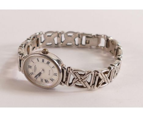 Rotary ladies silver wrist watch with silver bracelet. 
