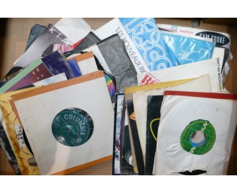 A collection 45's singles to include Malcom McClaren, Sparks, Michael Jackson, Genius, ELO, The Jags, etc (1 tray) 