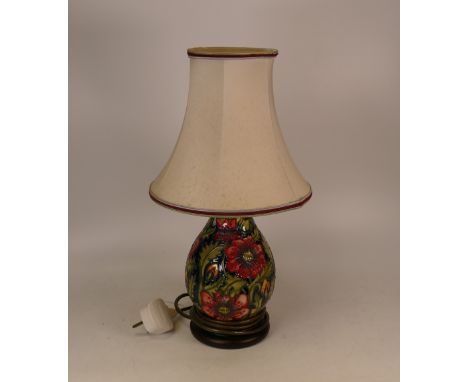 Moorcroft Pheasant Eye lamp base with shade . Height including shade 41cm 