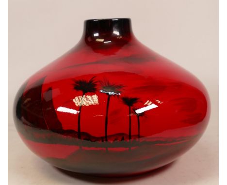 Peggy Davies Large Ruby Fusion Vase with Pyramids design 