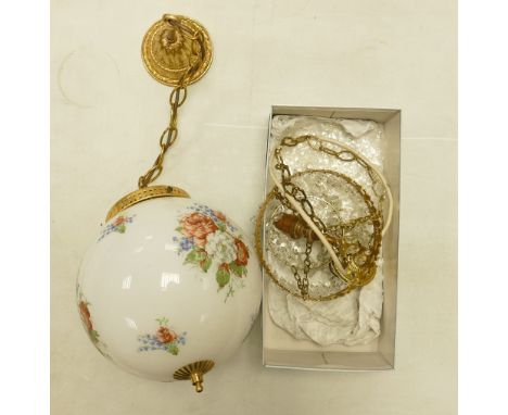 Modern Ceiling Light with floral globular shade together with smaller example (2) 