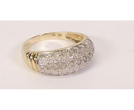 9ct gold diamond cluster ring, .50ct of diamonds, size O, 4.1g. 