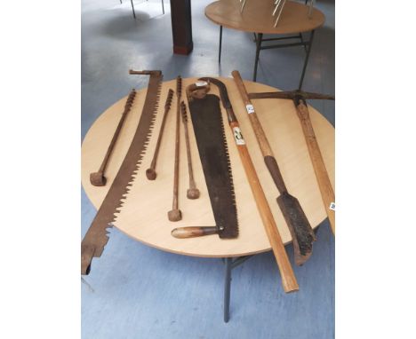  Sale Item:    SAWS PICK BILL HOOKS &amp; AUGERS (AF)  Vat Status:   No Vat   Buyers Premium:  This lot is subject to a Buyer