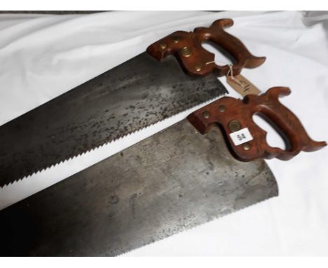  Sale Item:    2 DISSTON SAWS - CARVED HANDLES   Vat Status:   No Vat   Buyers Premium:  This lot is subject to a Buyers Prem