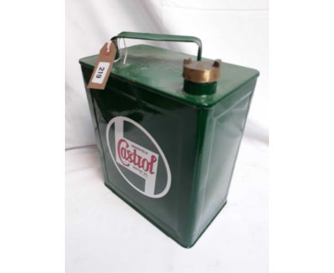  Sale Item:    GREEN PETROL CAN WITH CASTROL LABEL  Vat Status:   No Vat   Buyers Premium:  This lot is subject to a Buyers P