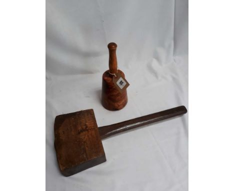  Sale Item:    HARDWOOD CARVERS MALLET &amp;1 OTHER   Vat Status:   No Vat   Buyers Premium:  This lot is subject to a Buyers