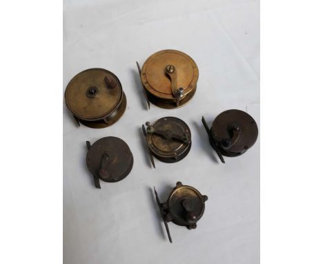  Sale Item:    6 BRASS FISHING REELS   Vat Status:   No Vat   Buyers Premium:  This lot is subject to a Buyers Premium of 15%