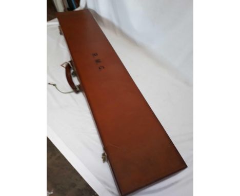  Sale Item:    LEATHER CASE WITH BRASS FITTINGS (R M G ON TOP)  Vat Status:   No Vat   Buyers Premium:  This lot is subject t