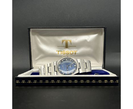 Vintage Tissot blue face automatic watch,
model PR516,
rare nice Tissot watch,
34mm case,
original box,
original used conditi