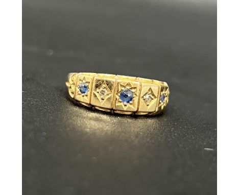 18ct yellow gold sapphire and diamond Victorian ring,
hallmarked,
2.9 grams in weight,
size N