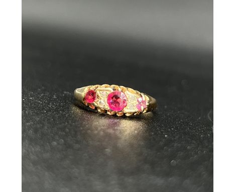 18ct yellow gold ruby and diamond Victorian ring,
full hallmark,
2.4 grams,
size R