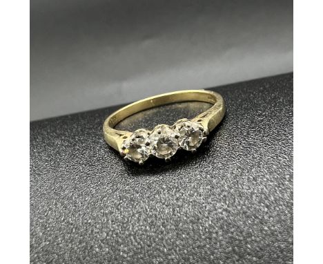 18ct yellow gold 3 stone diamond ring,
0.50ct diamond,
size Q,
weight is 3.1 grams