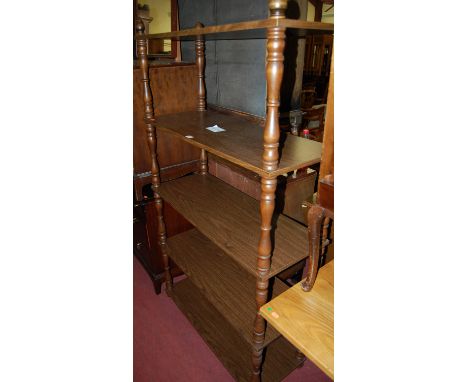 A contemporary laminate freestanding five tier open display shelf, width 90cm