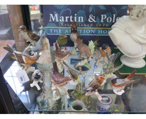 Goebel Figures: a collection of fifteen bird model sculptures including brambling, waxwing, nightingale, green finch, bullfin