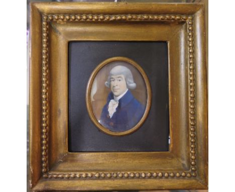 Attributed to Horace Hone. A.R.A. (1754 - 1825) Portrait miniature of Judge Francis Noble, (died 9th May 1790) Labels on reve