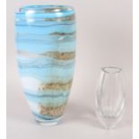 A clear glass Baccarat vase and a Svaja mottled glass vase, 15 1/2" high