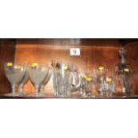 Five 19th century glass rummers, a glass custard cup and various other antique glassware