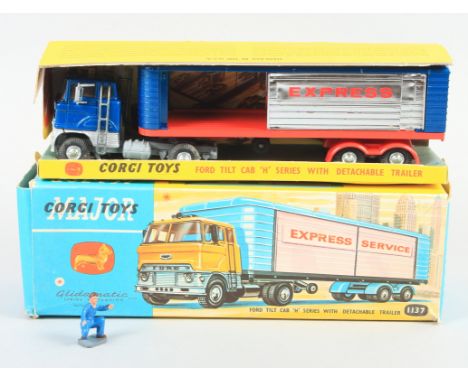 A Corgi Major die-cast model Ford tilt cab 'H' series with detachable trailer, 1137, in original box