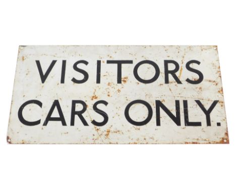 A 20thC enamel sign, Visitors Cars Only, 45cm x 24cm.