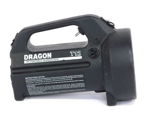 A Dragon 12v portable search light, T12. NB. We have specific vendor instructions to sell WITHOUT RESERVE. 