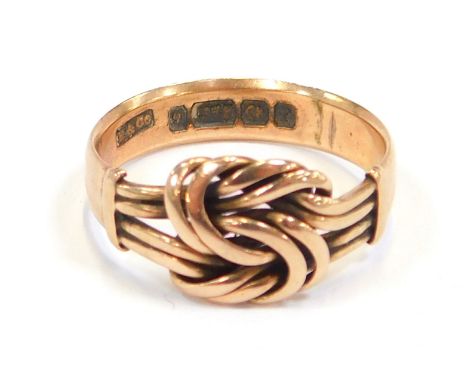 A 9ct gold knot twist dress ring, size R, 3.8g all in. 