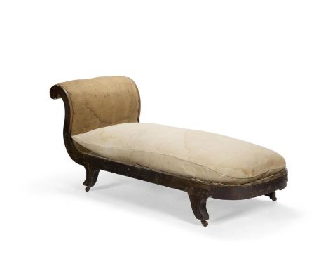 A REGENCY SIMULATED ROSEWOOD CHAISE LONGUE OR DAYBED  CIRCA 1815 With scroll end and removable seat cushion  77cm high, 175cm