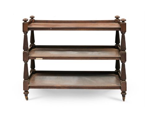 A WILLIAM IV MAHOGANY TWO TIER DINNER WAGGON OR BUFFET CIRCA 1835, IN THE MANNER OF GILLOWS  110cm high, 136cm wide, 51cm dee