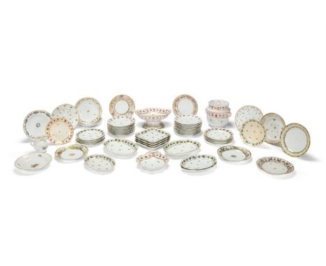 AN ASSORTMENT OF PARIS PORCELAIN DESSERT WARES, MOSTLY LA COURTILLE VARIOUS DATES FIRST HALF 19TH CENTURY Including the remna