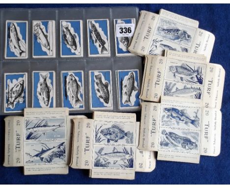 Cigarette &amp; trade cards, Fish, Devlin Irish Fishing (set, 48 cards, vg), sold with Carreras, 21 double card uncut Turf Sl