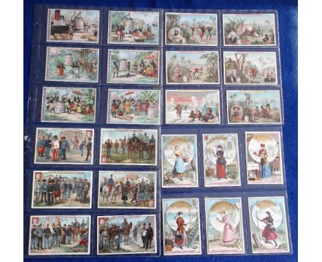 Trade cards, Liebig, four sets, Where One Can Use the Extract S301, Austro-Hungarian Army Uniforms S302, Famous Explorers S30