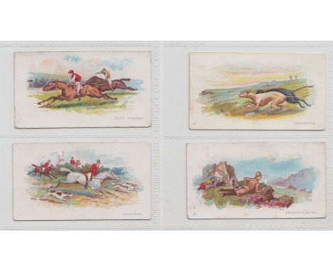 Cigarette cards, CWS, British Sports Series, 4 cards, Flat Racing (some light foxing to back), Hunting (gd), Coursing (gd) &a