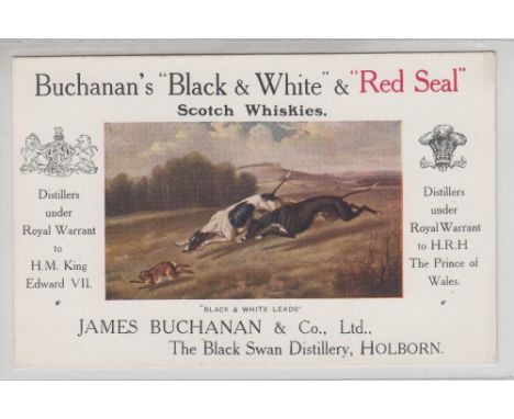 Postcard, Advertising, Whisky poster advertising card for Buchanan's Black and White &amp; Red Seal Scotch Whiskies (vg) (1)