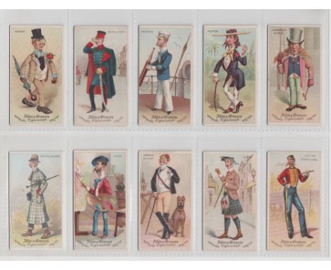 Cigarette cards, USA, Allen &amp; Ginter, World's Dudes, ten cards, Cockney, German Army, Yachting, Planter, Amsterdam Banker